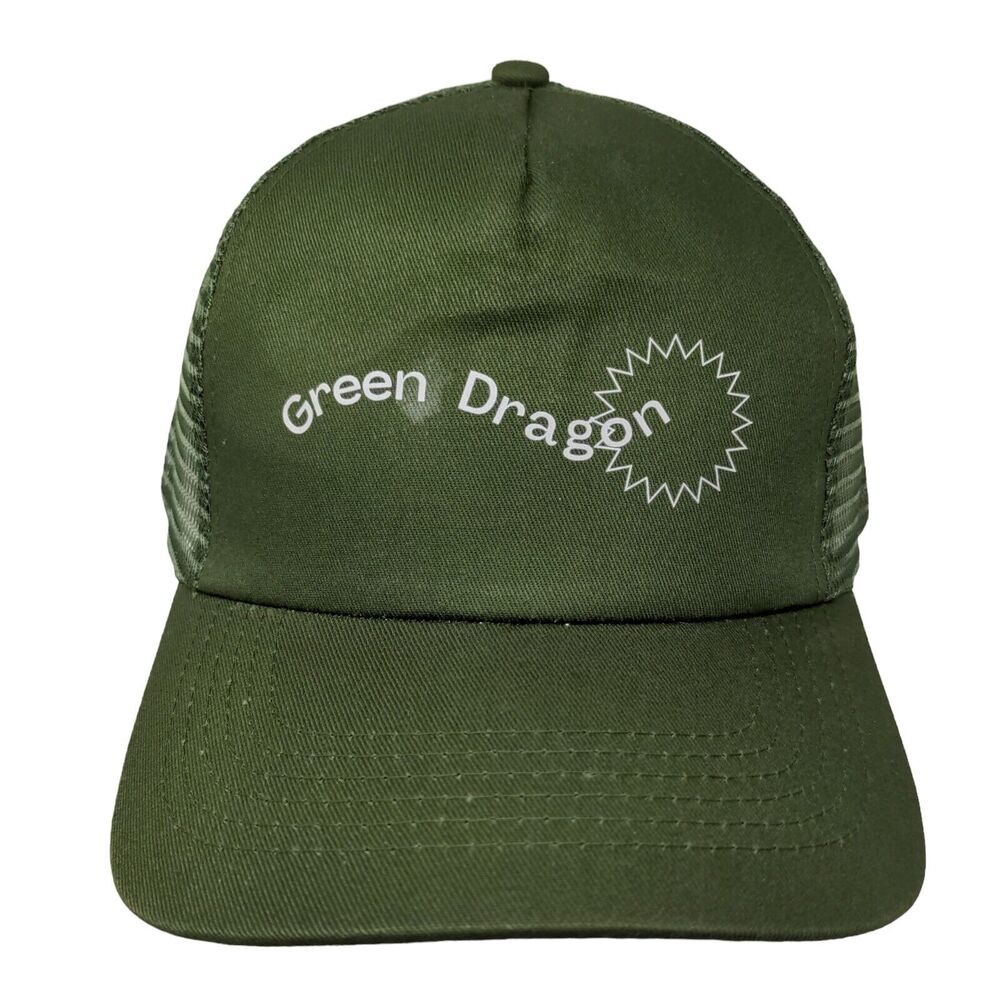 Green Dragon Snapback Mesh Back Trucker Hat Green OSFM Breathable Hit